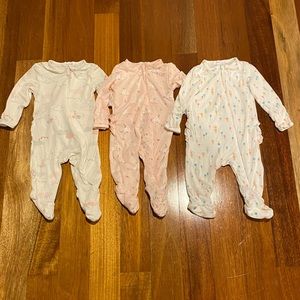 Angel Dear Zipper Pajamas Set of 3, Sizes 0-3m and 3-6m